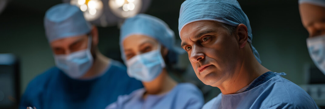 A team of skilled surgeons is intently focused on a critical surgical procedure, showcasing their professionalism and dedication to saving lives in the operating room.