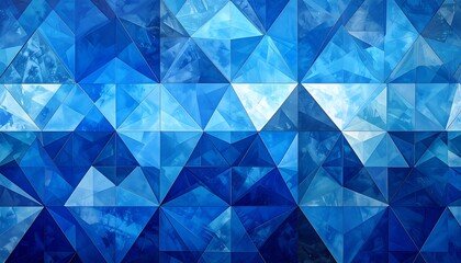 Abstract Blue Geometric Pattern Background with Triangle Shapes.