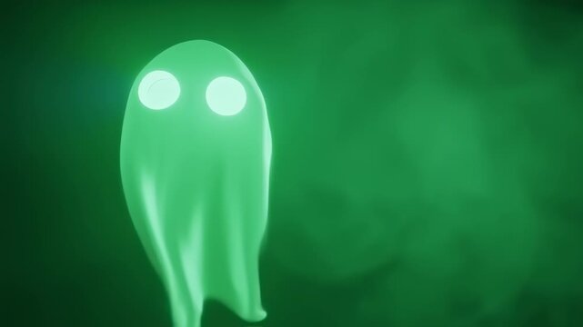 Eerie Green Ghostly Figure Floating in the Dark.