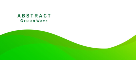 Abstract White and Green wave wide background banner.