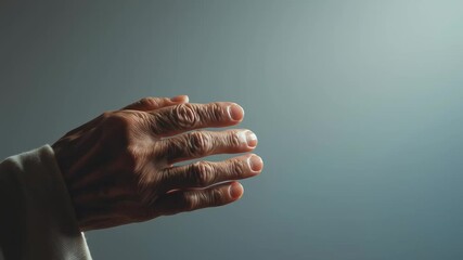 Elderly hand gently holding a delicate pink flower against a soft background, symbolizing tenderness, care, and the beauty of aging with grace
