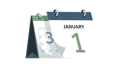 New Year s Day January 1st Calendar Flip Fresh Start and Planning Concept