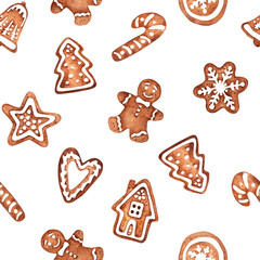 Christmas Gingerbread Cookies png on transparent pattern background