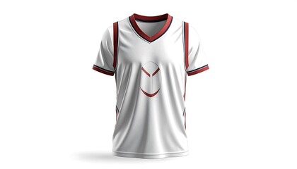 White and Maroon Sports Jersey on White Background.