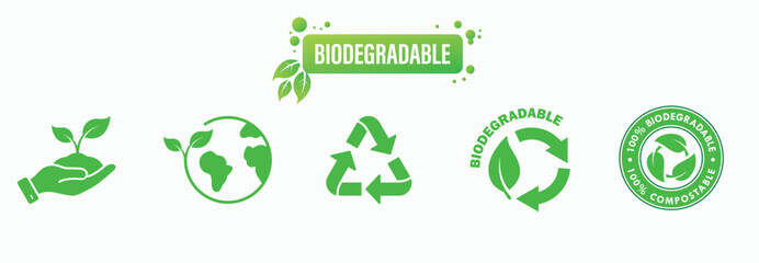 biodegradable and eco-friendly icon set ,Biodegradable icons set. Recycle signs. Icons of reusable plastic bio packaging,biodegradable,
