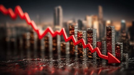 Fototapeta premium Recession signals include declining orders, rising cost inputs, weak liquidity, interest rate hikes, sluggish consumer spend, delayed payables, unstable supply, shrinking margin, cautious growth.