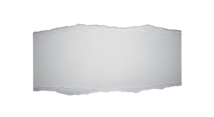 A horizontal strip of light gray paper with rough, torn edges transparent background.