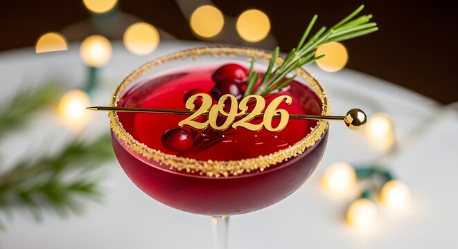 Celebrate 2026 with a festive cranberry cocktail for a vibrant New Year - Powered by Adobe