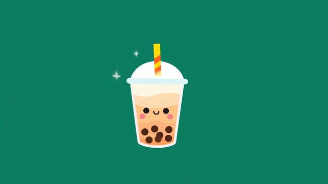 Cute Bubble Tea Animation - A Refreshing and Playful Design.