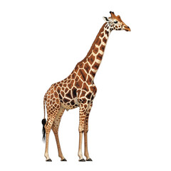 Naklejka premium Full body view of a giraffe with distinctive spotted pattern isolated on transparent background