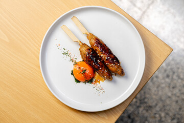 fried chicken wings with yellow egg
