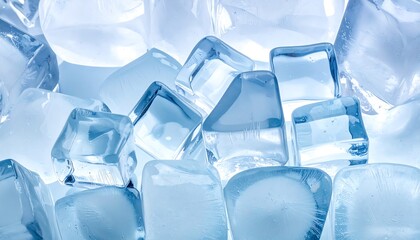 Refreshing Ice Cubes - A Close-Up of Frozen Water.