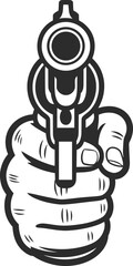 A Hand Holding a Revolver Silhouette Vector Illustration.