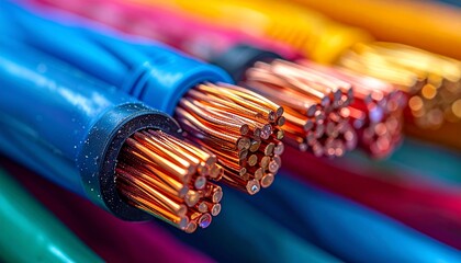 Colorful Electrical Cables Closeup for Connectivity and Power Solutions.