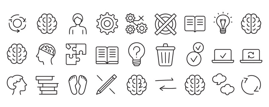 Unleash your potential with brainstorming icons for innovative solutions and creative thinking, perfect for presentations, marketing, and educational resources