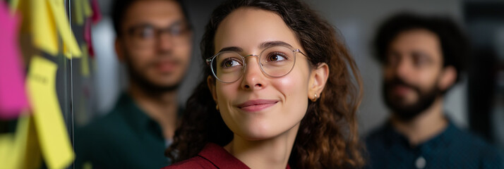 This image showcases a collaborative environment with a vibrant exchange of ideas among young professionals in a modern workspace. A focused atmosphere promotes creativity.