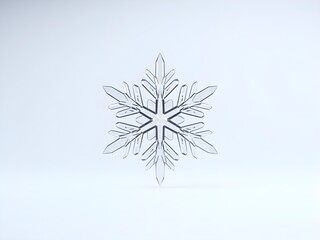 Obraz premium Glass Snowflake Decoration on White Background with Minimal Design.