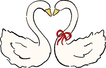 Fototapeta premium Hand Drawn Couple of Swan