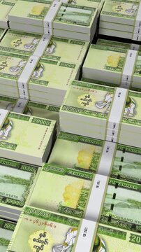 Myanmar 20,000 Kyat Banknote Vertical (Mobile) 3D Animation ? Mobile Finance Motion, Economy, Business Investment, Currency Visualization, and Realistic Banknote Flow