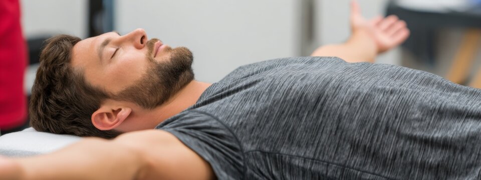 Patient Engaged in Guided Stretching for Rehabilitation and Recovery During Physiotherapy Session