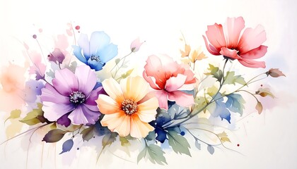 Watercolor Floral Arrangement - A Delicate Symphony of Pastel Hues.