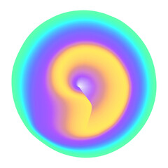 Isolated Gradient Shape. Holographic Blob For Collage Or Sticker. Abstract Element on Transparent Background. Cutout. Bright Rainbow Colors. Purple, Pink, Green And Yellow Gradient Shape.