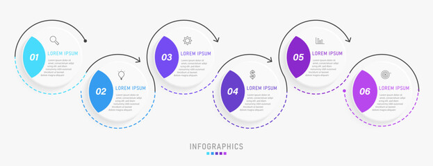Colorful infographic showing multiple stages of business process and workflow