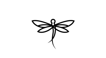 Fototapeta premium Minimalist dragonfly illustration with delicate lines and elegant design.