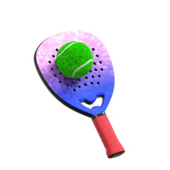 Realistic Rendering Padel Racket with Ball Sport Item Still Life