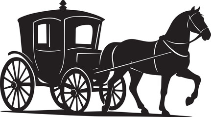 "Vintage Horse-Drawn Carriage Silhouette – Classic Historical Transport Vector"