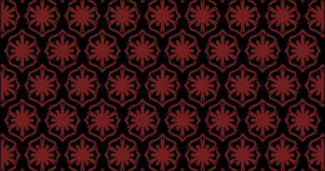 Dark red geometric seamless pattern with repeating ornamental shapes forming a bold decorative texture.