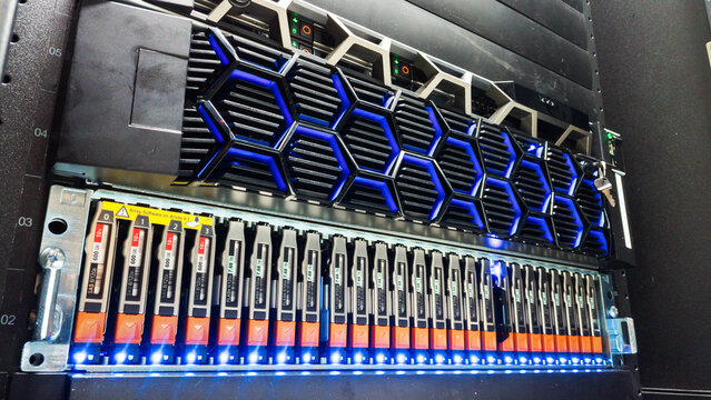 High-Tech Server Rack with Storage Units