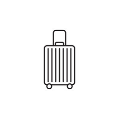 Suitcase: A simple line icon of a suitcase, representing travel, luggage, vacations, and journeys ideal for transport, tourism, or adventure-themed designs. Vector icon EPS 10