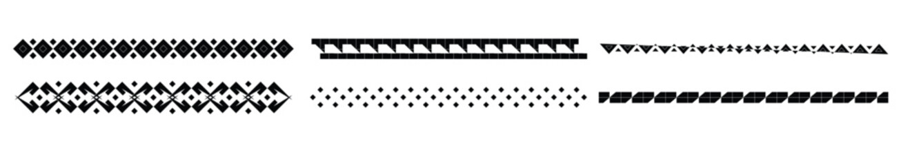 Greek ornament. Vector set of 9 Greek style geometric seamless frames isolated on white background Hand drawn effect, vector illustration