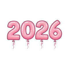 Pink balloon number 2026 for new year celebration