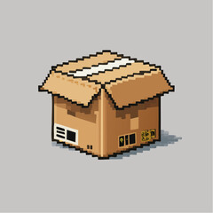 Pixel Art Cardboard Box Icon – Storage Object Game Asset