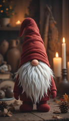christmas gnome with christmas decorations