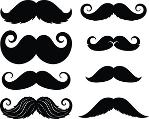 Classic Mustache Silhouette Vector Set