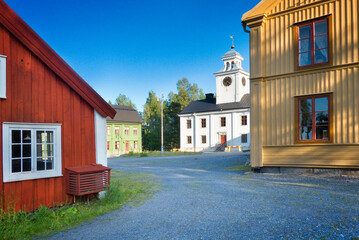 Town square in Murberget Open Air Museum in Härnösand, Sweden