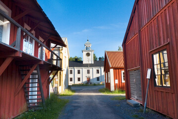 Town square in Murberget Open Air Museum in Härnösand, Sweden