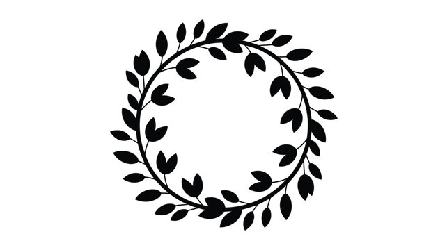 Elegant oval frame composed of delicate dark leaves and branches creating a natural botanical border silhouette