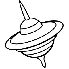 Whimsical Spinning Top Silhouette Minimalist One Line Vector Icon for Creative Design Projects
