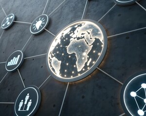 Global network connecting the world with technology