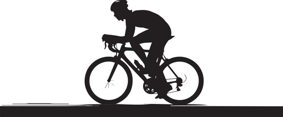 Silhouette of cyclist in aerodynamic road biking position
