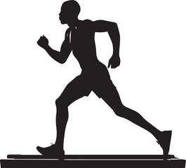 Silhouette of a person running on a treadmill for indoor fitness training