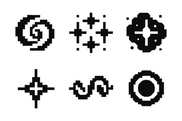 Obraz premium Retro pixel art shape collection: nostalgic and geometric designs