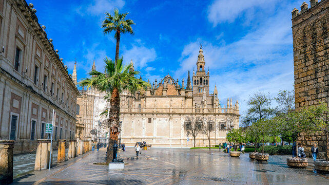 Seville Cathedral on a rainy Spring day.