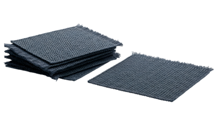 Stack of gray square placemats isolated on transparent background for dining table