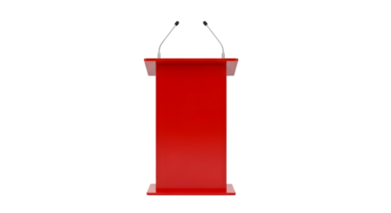 Red vertical banner hanging isolated on transparent background