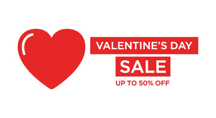 Valentine's day sale banner with heart and discount offer